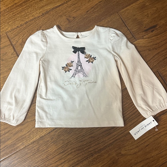 Girls Eiffel Tower Top and Black Pants Set - Picture 2 of 3